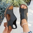 thumbnail image 5 of Sandals for Women Heel Ankle Strap Wedge Casual On Beach Open Toe Summer Shoes High Heels Peep T-Strap Cutout Back Comfy Heeled Dressy Low Arch Support Vacation Sandal, 5 of 9