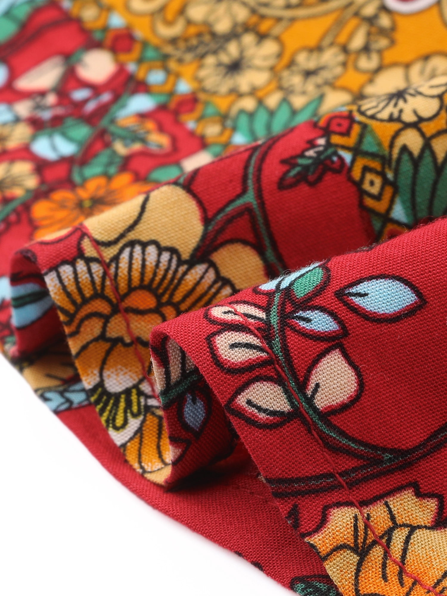 DARING DIVA Boho Floral Dress Midi Smocked Dress M Red
