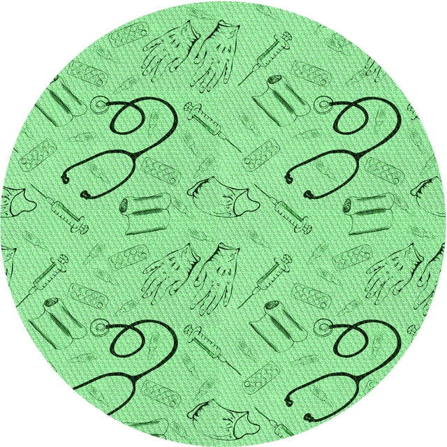 Ahgly Company Tapis Rond Lavable en Machine Intérieur Vert Jade Transitionnel, 4 Pieds Rond