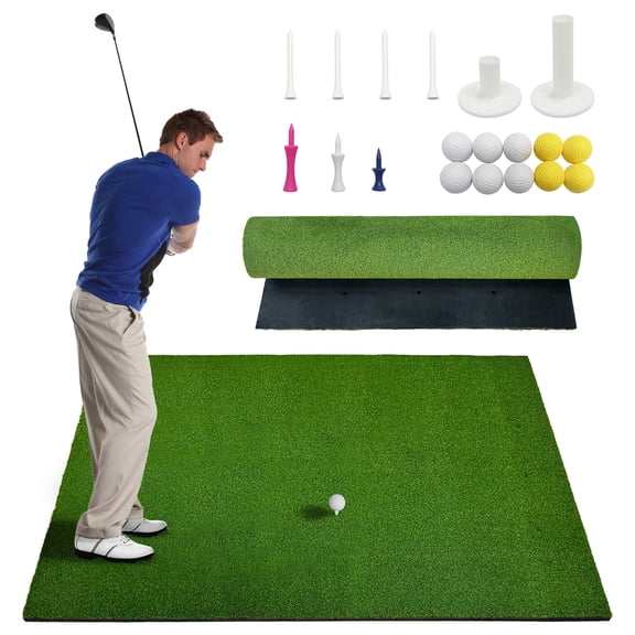 Gaderth 5x4 ft/5x5 ft Golf Mat, Golf Hitting Mat, 31 mm Golf Mats for Practice Heavy Duty Turf Driving Range Mats Works with Golf Simulators Outdoor Indoor