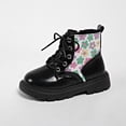 thumbnail image 6 of LYHao Fashion Autumn Children Girls Sports Shoes Flat Thick Bottom Non Slip Easy To Wear PU Upper Comfortable Boots ,Girls Boots Sizes 10 Black(3.5-4 Years), 6 of 6