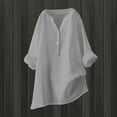 thumbnail image 4 of Sobgg25 Women Loose Buttons Down Blouse Tops Solid Casual Long Sleeve Shirt Blouse, 4 of 5