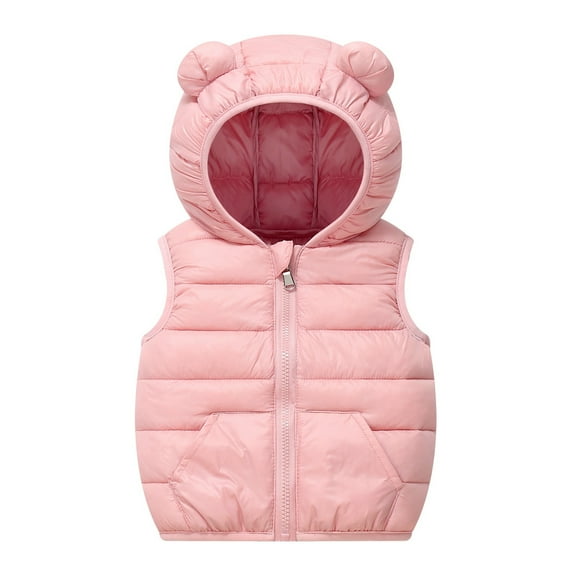 Eltusu Girls Puffer Vests, Thermal Hooded Sleeveless Windproof Winter Jackets Pink Size 1-5 T