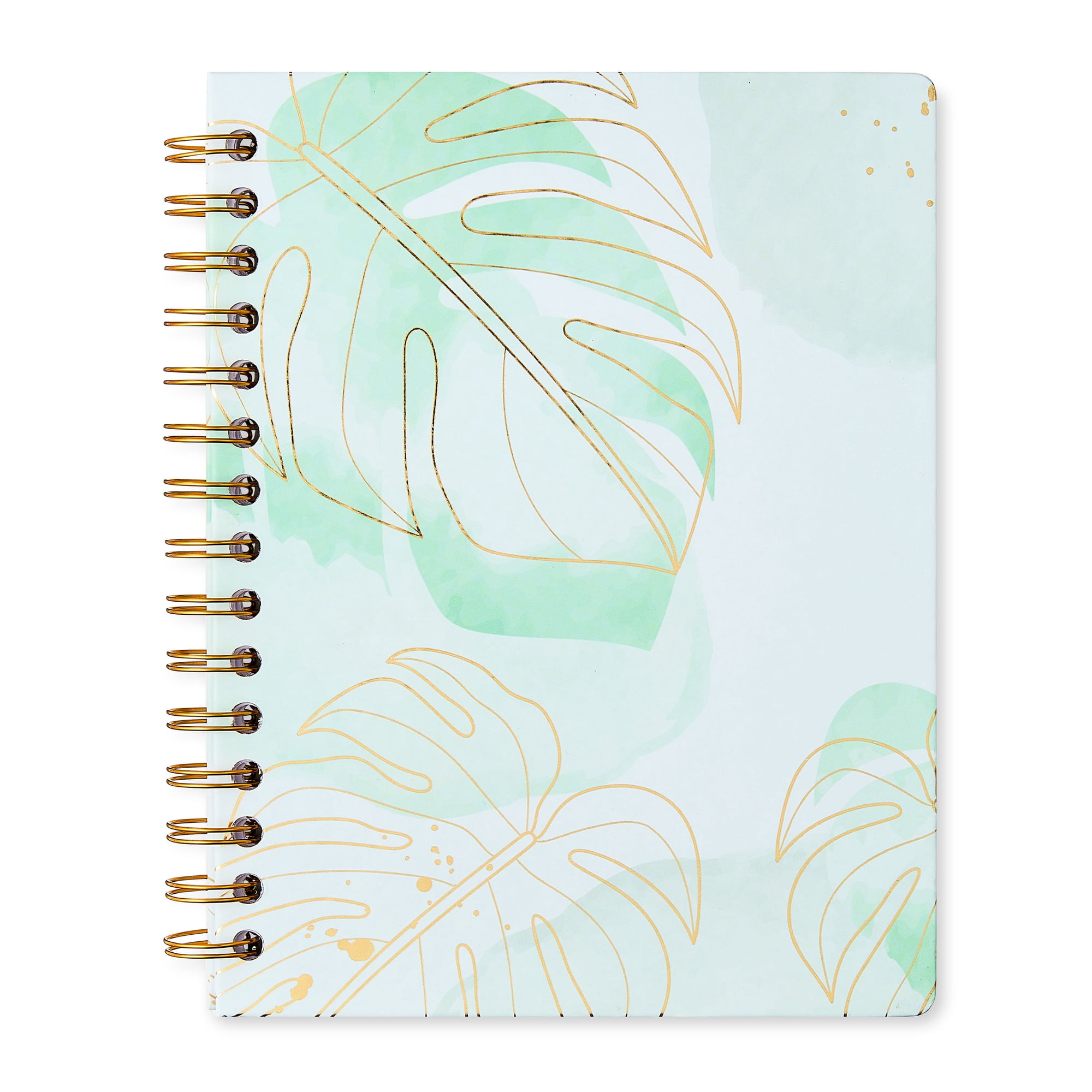 Pen+Gear Ruled Hardcover Journal, 6 in x 8 in, Green and Gold Tropical Leaves, 192 Pages