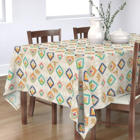 

Cotton Sateen Tablecloth 90 Square - Southwestern Diamonds Buffalo Kilim Boho Geometric Modern Print Custom Table Linens by Spoonflower