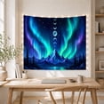thumbnail image 5 of Celestial Mountain with Moon Phases and Aurora on Midnight Sky, Mystical Digital Art for Space Lovers, Night Landscape Decor Christmas Gift, Tapestry Wall Hanging for Bedroom and Dorm, 5 of 7