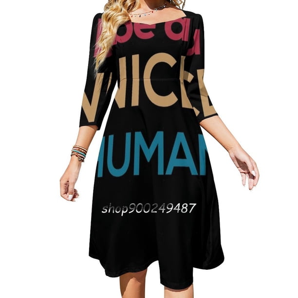 Sé un buen ser humano Vestido acampanado con nudo de corazón Diseño de moda Vestido holgado de talla grande Sé un buen ser humano Positividad Sé positivo Piensa