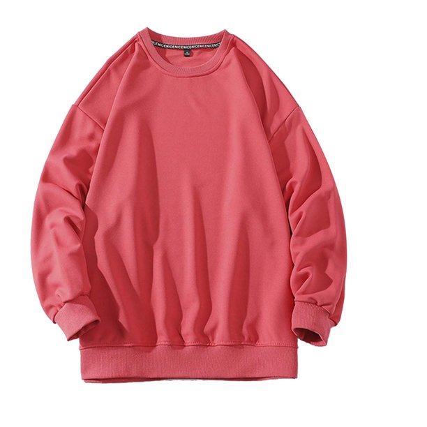 Gibobby Sudaderas sin gorro hombre Sudadera ligera de manga larga de rizo francés con cuello redondo para hombre(Rosa caliente,M)