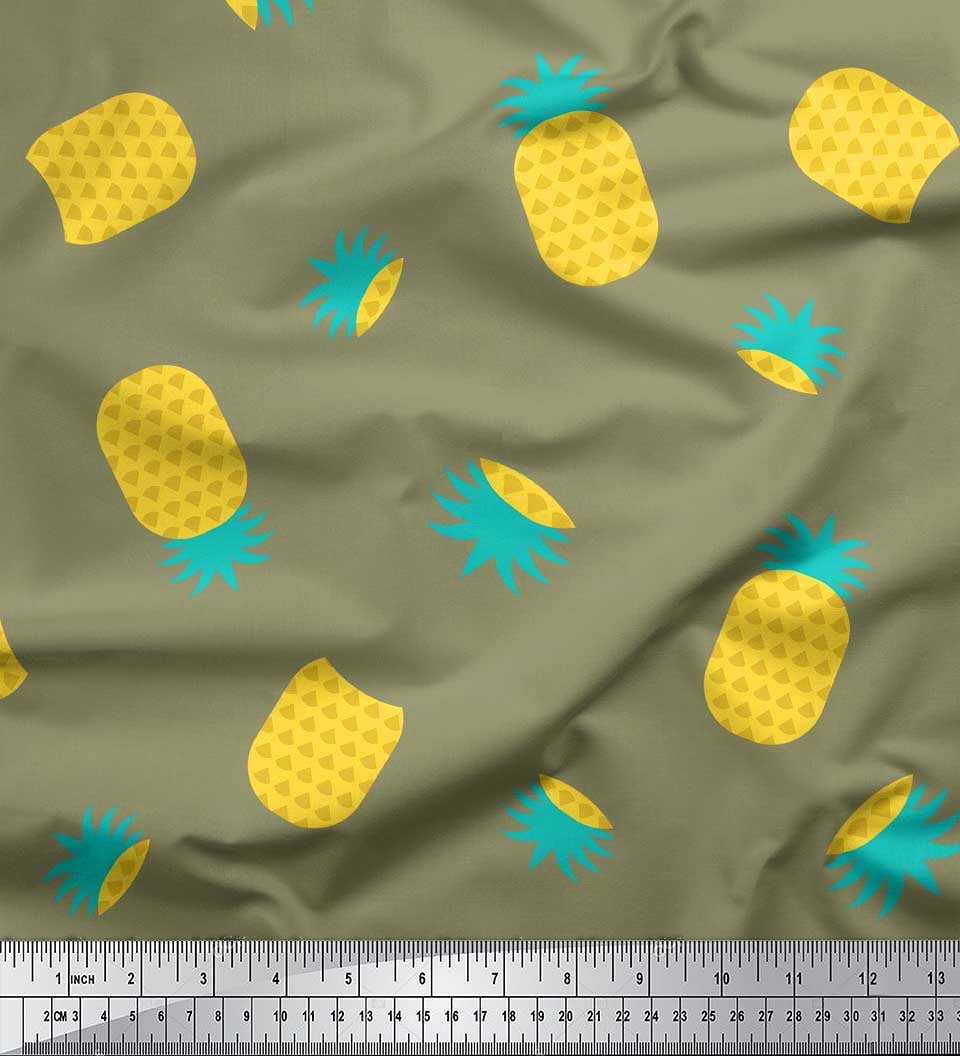 Soimoi Georgette Viscose Fabric Pine Fruits Decor Fabric Printed Yard 42 Inch Wide