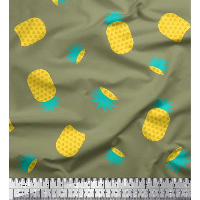 Soimoi Viscose Chiffon Fabric Pine Fruits Print Sewing Fabric Yard 42 Inch Wide