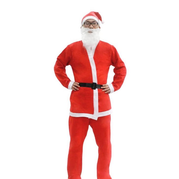 Conjuntos de disfraces navideños de 5 piezas para hombres, adultos, Papá Noel, ropa de cosplay, trajes de Navidad Sweethay JR1030-00