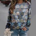 thumbnail image 2 of Camisas informales de manga larga para mujer, sudadera de cuello redondo con estampado de rombos geométricos, jersey de cuello redondo, Tops tipo túnica holgados Pompotops  FGAJ971, 2 of 6