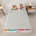 thumbnail image 4 of Manfei Kawaii Dalmatian Zipper Twin Comforter Sets with Fitted Sheet and 2 Pillowcases, Cartoon Rustic Dog Zipper Bedding Set, White Orange, Gray Reversible, 4pcs, 4 of 7