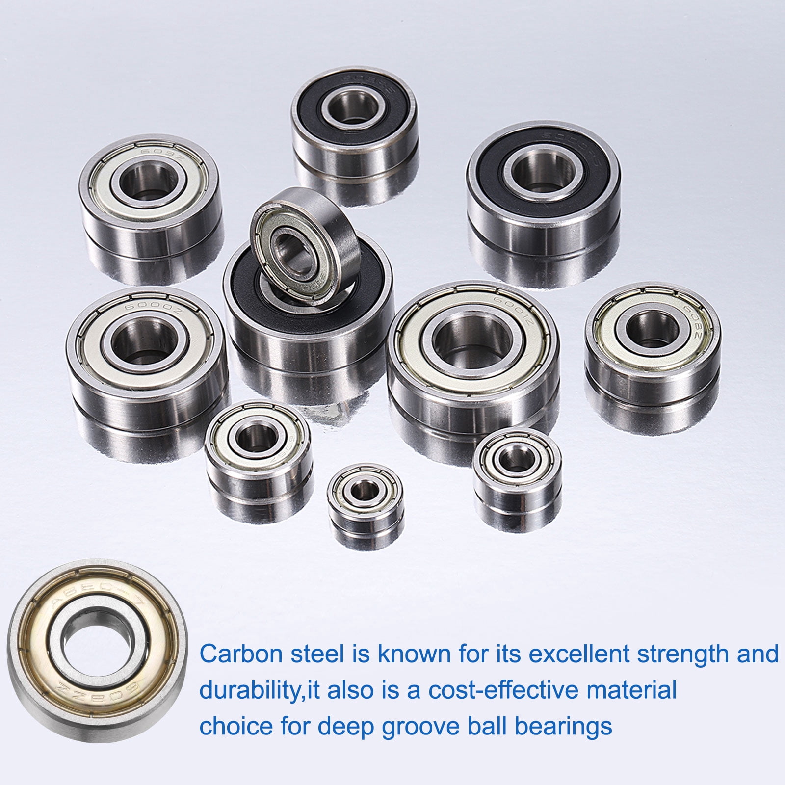 Uxcell 50 Pcs 608ZZ Deep Groove Ball Bearings 8x22x7mm Double Shield Bearings C3