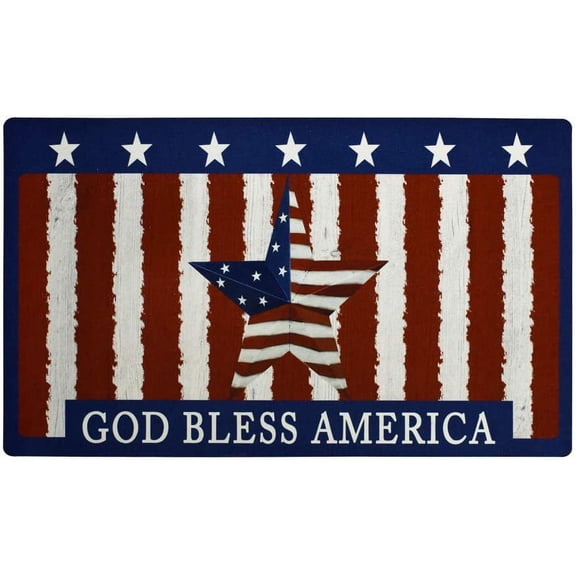 Welcome Doormat Front Door Mat, Rubber Back Non Slip Door Mat Entrance Rug Shoe Scraper, Low-Profile Printing Mats for Entry, Garage, Patio, High Traffic Areas (17.3X29, White Red Blue)