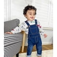 thumbnail image 3 of KIDSCOOL SPACE Baby & Little Boys/girls Water Washed Ripped Soft Denim Overalls, 3 of 7