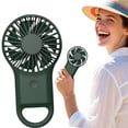 thumbnail image 2 of Mini Handheld Fan, Portable Personal Cooling Fan with Carabiner Clip, Rechargeable 3 Speed Buckle Hand Fan, Lightweight Pocket Size Hanging Buckle Fan, Battery Operated Small Hand Fan, Green, 2 of 5