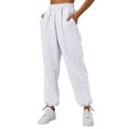thumbnail image 4 of BODOAO Sweatpants for Women High Waist Lounge Jogger Pants Solid Color Baggy Lightweight Comfy Trousers with Pocket Pant Solid Color Sports and Leisure Pant Wide Leg Pants and Pocket Pants White M, 4 of 8