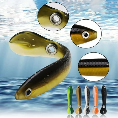 WAHIUHIUA 5Pcs Soft Swimming Fishing Artificial With Rotating Tail Slow Sinking Bass Swimbaits Simulation Freshwater For Trout