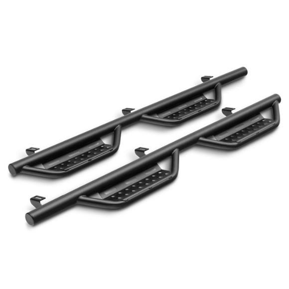 N-Fab Nerf Bar 315418512 RS Series; avec Marches Rabattables; Rond de 2 Pouces; Revêtement en Poudre Texturé Noir; Acier; Sans Embouts; Montage sur Panneau Basculant