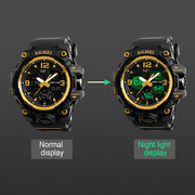 SKMEI Mens Digital Sports Watch, Large Face Military Waterproof Watches for Men with Stopwatch Alarm LED Back Light Sports Watch,Gold