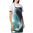 thumbnail image 4 of Pofeuu Surfing Shark Print Aprons with Pockets, Cute Aprons for Kitchen, Cooking, Server, Barber, Chef Apron, 4 of 7