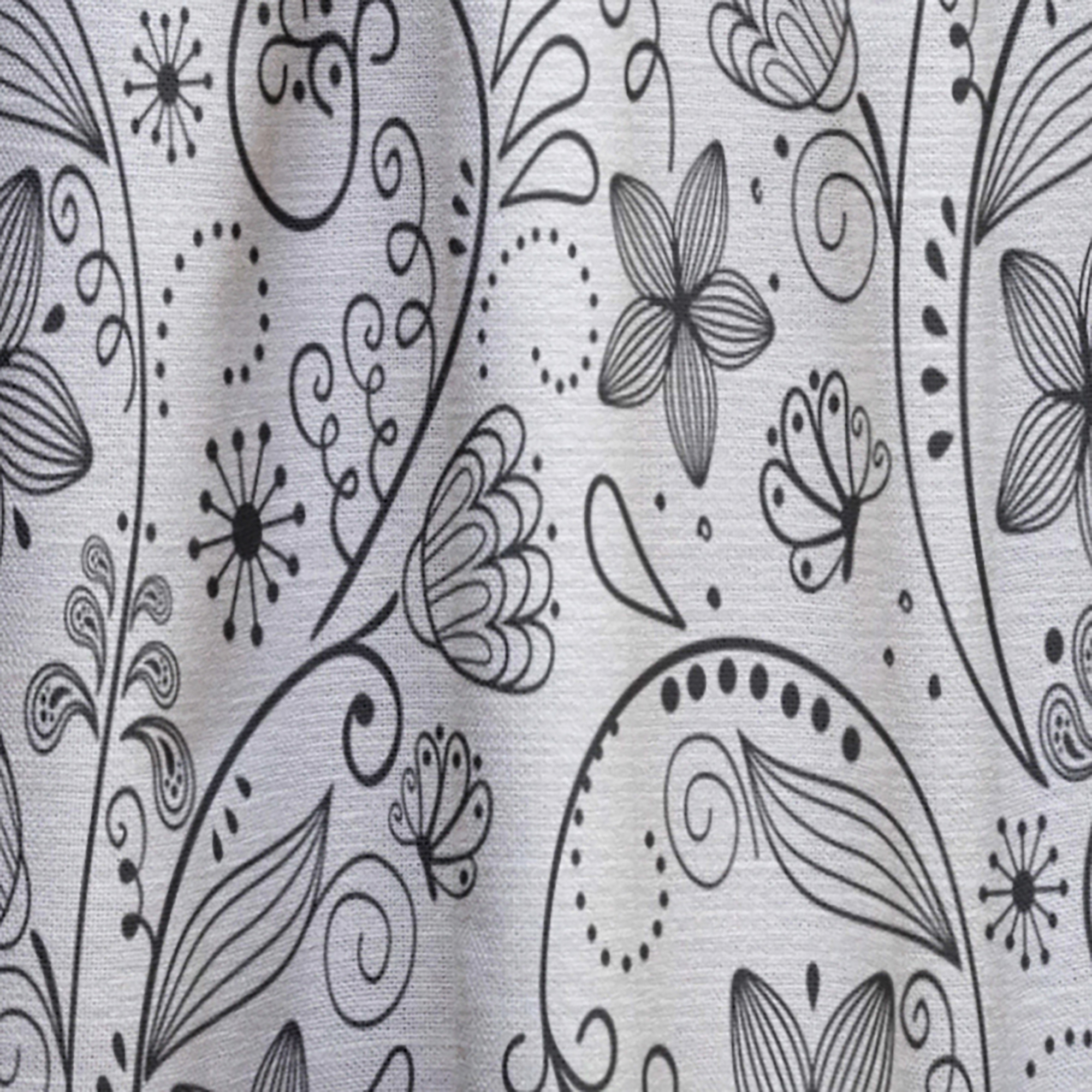 Designart 'A Monochrome Flower Design Texture' Bohemian & Eclectic Curtain Panel