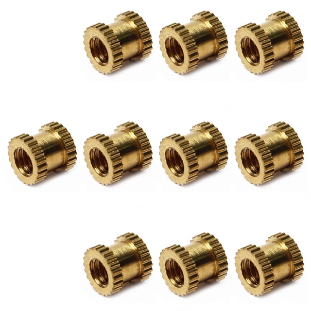 Wekity Knurled Insert Nuts, Female Thread Brass Embedment Nut M4x6mm H x 6mm OD Heat Set Insert Nut for Printing 3D Printer and More Projects 10Pcs-0621