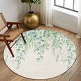 thumbnail image 2 of Large Round Rug 8Ft Washable Non-Slip, Eucalyptus Leaves Circle Area Rugs for Living Room Bedroom, Sage Green Summer Botanical Weeping Rustic Indoor Floor Mats Carpet Runner for Home Decor, 2 of 8