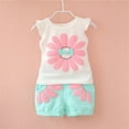 thumbnail image 2 of CAUYDY Toddler Girl Summer Outfits Sets Short Sleeve T-shirt Elastic Waist Shorts 2 Piece Short Set Summer Outfits For 3t 4t 5t 6t 7t Kids School Activities (Sizes 2-3 Years,D01-Green), 2 of 5