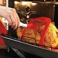 thumbnail image 4 of Wadada Silicone Turkey Lifter, Heat Resistant Non-Stick Poultry Lifter Turkey Roasting Sling Home Cooking Chicken Turkey Meat Lifter Mat Baking Pan Kitchen Tool, 23.2 x 12.4 in (Red), 4 of 6