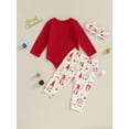 thumbnail image 4 of Liacowi Baby Girls 3Pcs Christmas Outfits Long Sleeve Romper Pants Headband Set Infant Clothes, 4 of 8