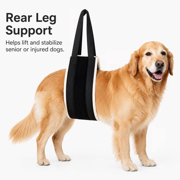 Large Dog Sling, Dog Harness with Handle, 51" x 7" Dog Lift Harness for Rear Legs, Helps Dogs with Reduced Mobility, Paralysis Dogs Walk, 30-120 lbs, Black