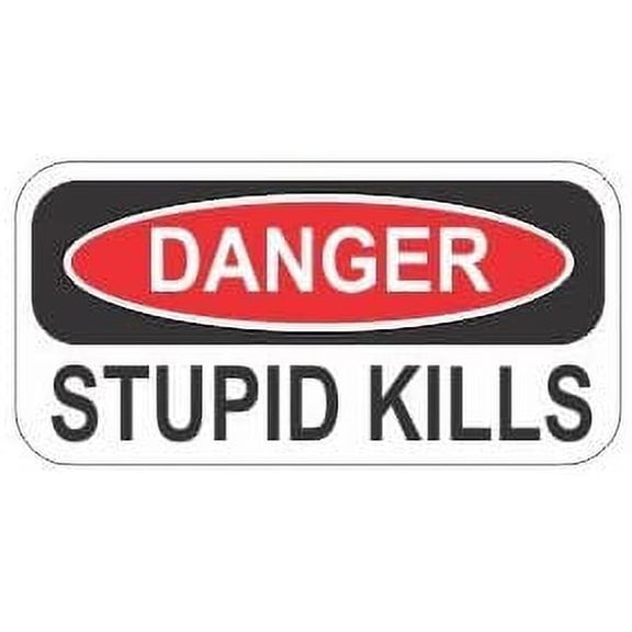 Pair of Danger stupid kills funny hard hat/helmet stickers