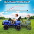 thumbnail image 4 of VIBESPARK 24 Volt Ride on Toys for Boys & Girls Ages 3-8 Years, 9Ah Battery Powered Ride on Truck, 4*100W Ride on Cars w/ Bluetooth, Music, Spring Suspension, Seat Belt, Max 5mph, Blue, 4 of 9