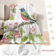 thumbnail image 5 of Pink Flower Blanket Soft Cozy Warm Throw Blanket for Couch, Plush Fuzzy Flannel Fleece Blankets for Sofa, Green Leaf Birds Vintage Painting Spring Bed Blankets Lightweight Gifts for Women, 50"x80", 5 of 9