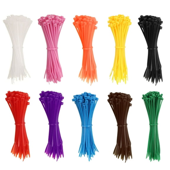 Uxcell 1000pack Cable Zip Ties,Plastic Nylon Ties Wraps,4-Inch/100mm Self-Locking Wire Cord Electrical Zip-Tie,10-Color