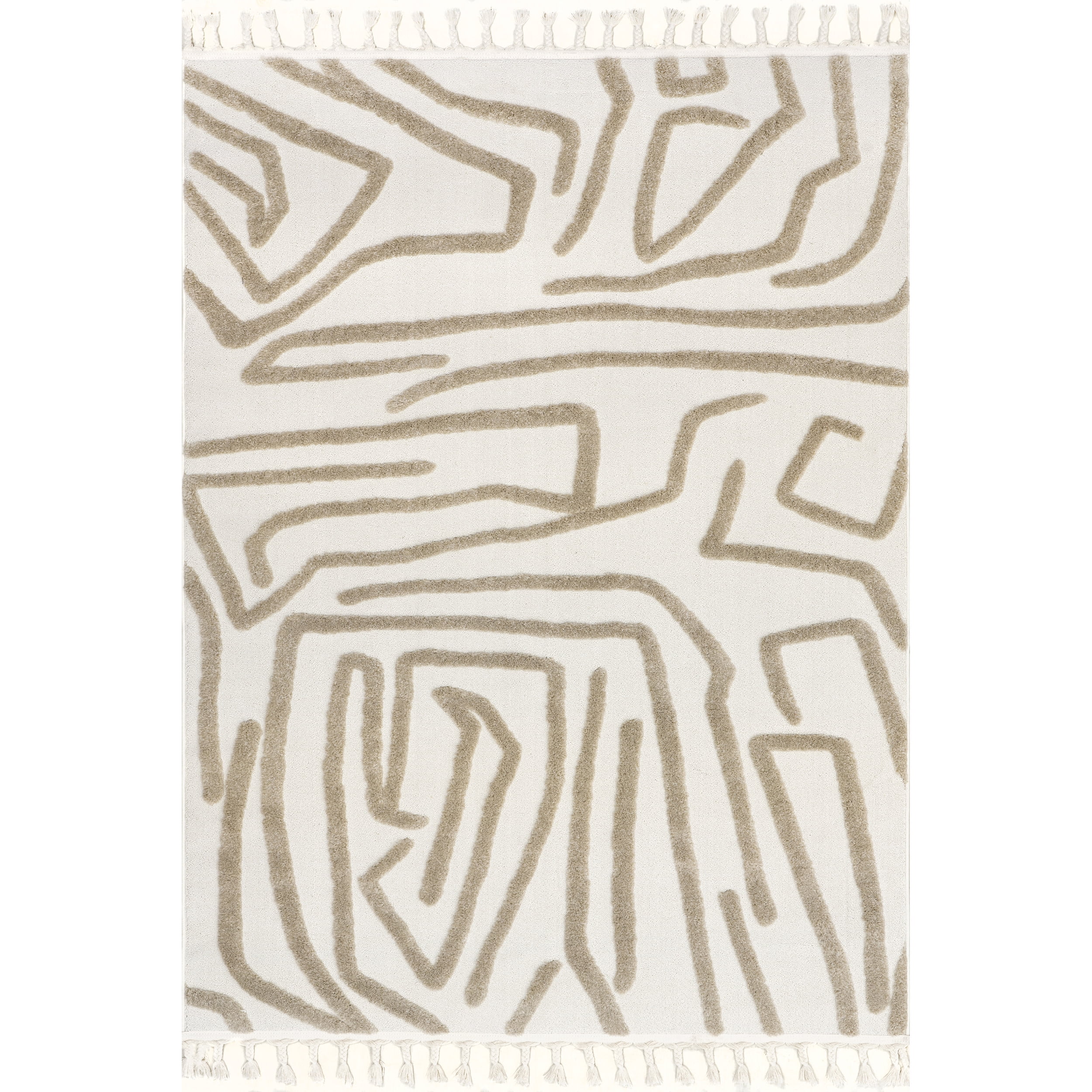 nuLOOM Tenisha High/Low Abstract Tassel Area Rug, 4' x 6', Ivory
