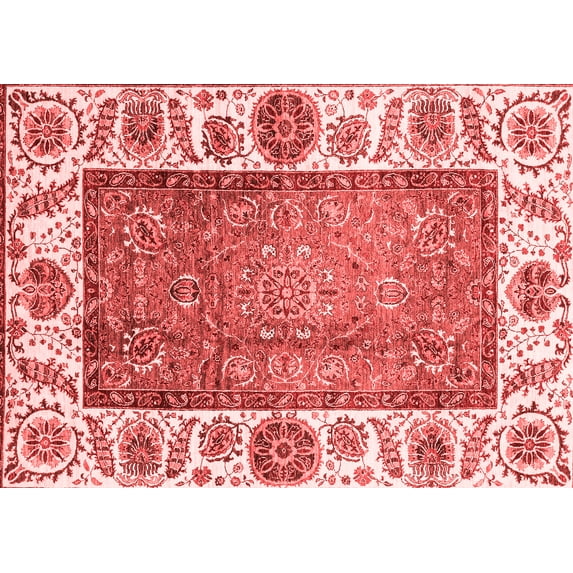 Ahgly Company Machine Washable Indoor Rectangle Oriental Red Traditional Area Rugs, 8' x 10'