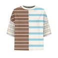 thumbnail image 3 of kaondbfi Womens Summer Striped Shirts Casual Color Block Short Sleeve Tops Loose Fit Crew Neck Tees Womens Essentials Fashion Clothing, 3 of 8