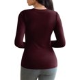 thumbnail image 4 of Womens Long Sleeve T Shirt Tops Deep V Neck Shirts Casual Slim Fit Basic T-Shirt Tee, 4 of 6