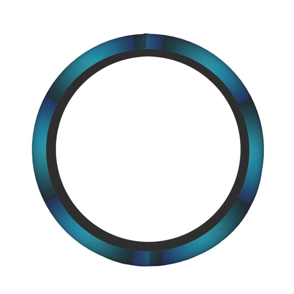 Rateoe Blue and Teal Gradient Pattern Elastic Stretch Steering Wheel Cover, Universal 15 inch, Microfiber Breathable , Anti-Slip, Odorless, Easy Carry