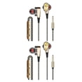 thumbnail image 3 of Auriculares intrauditivos Moyic estéreo de doble unidad de 3,5mm con Cable Micrófono incorporado de Supergraves oro Línea de patrón de 2 trompetas 2piezas, 3 of 5
