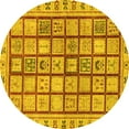 thumbnail image 1 of Ahgly Company Indoor Round Abstract Yellow Modern Area Rugs, 8' Round, 1 of 4