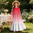 BLTIBY Boho Dresses for Girls Gradient Print Crew Neck Maxi Dress ...
