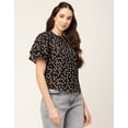 thumbnail image 4 of Moomaya Printed Tops For Women Round Neck Flutter Sleeve Poly Crepe Tunic Top, 4 of 8