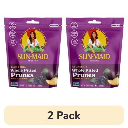 (2 pack) Sun-Maid® California Whole Pitted Prune 7oz Resealable Stand-Up Zipper Bag