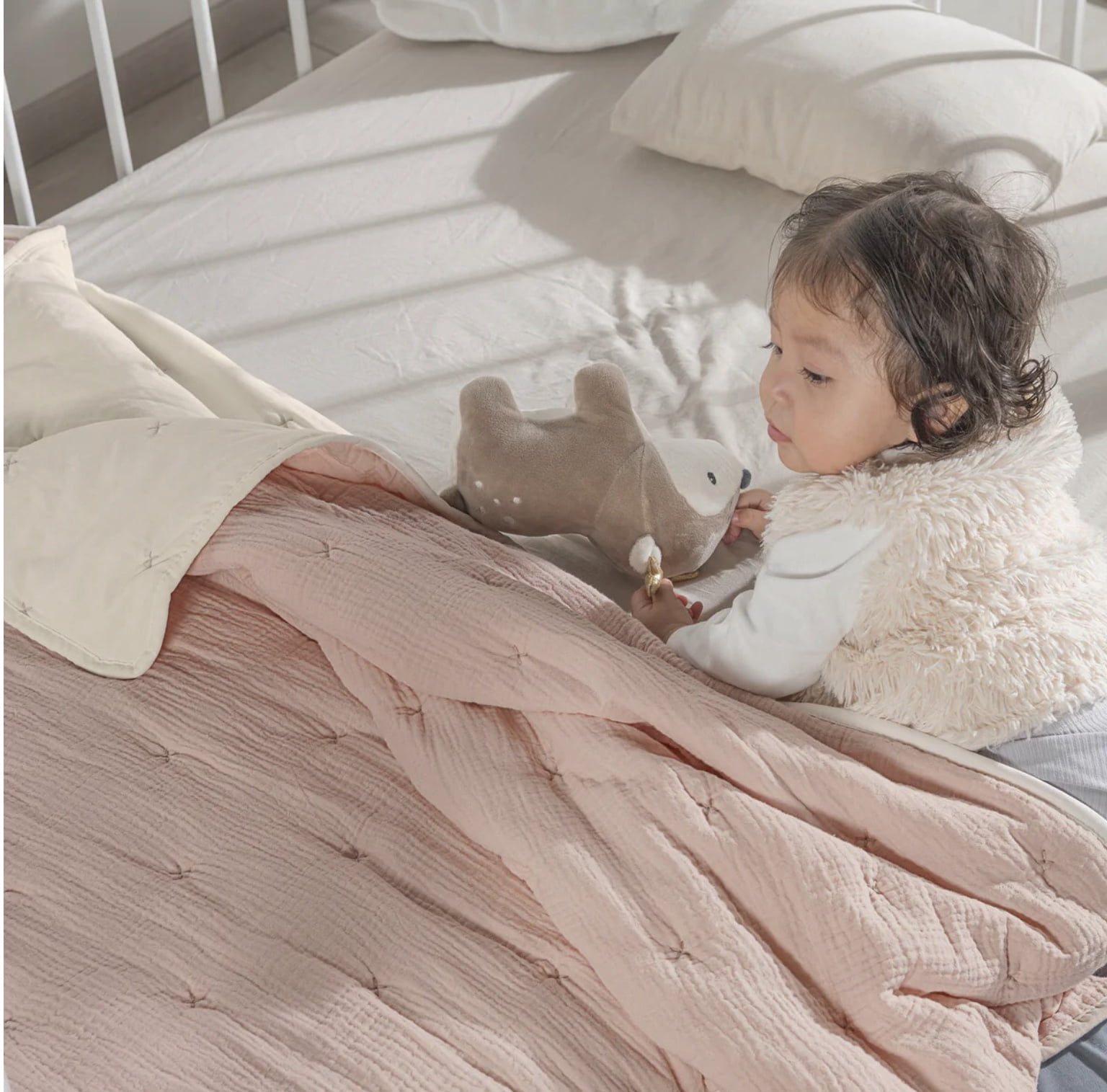 MUSELINA SWEET PINK COLOR BABY GIRLS REVERSIBLE CRIB BEDDING NURSERY 1 PCS 100% COTTON MADE IN MEXICO