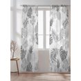 thumbnail image 1 of Sheer Curtains 96 Inches Long 2 Panels Set for Living Room, Grey Tropical Plants Semi Sheer Curtains for Windows, Summer Leaves Boho Floral Pineapple Voile Window Treatments Rod Pocket Curtain, 1 of 2