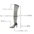 thumbnail image 5 of Oyedens Rhinestones Stiletto Thigh High Boots for Women Sexy Sheer Mesh Over The Knee High Black Dress Boots, 5 of 6